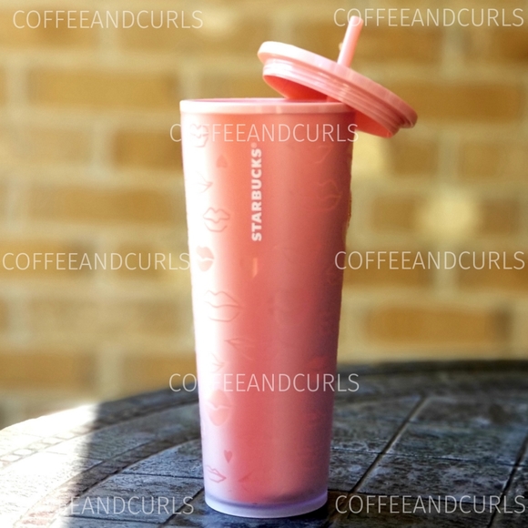 Starbucks Valentine 2021 Red and Pink Lips  Soft Touch Tumbler - Picture 5 of 9